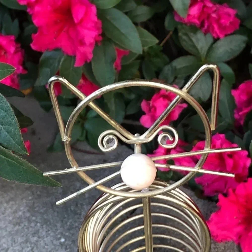 Mid Century Modern Industrial Gold Metal Cat Letter Holder Desk Accessory
